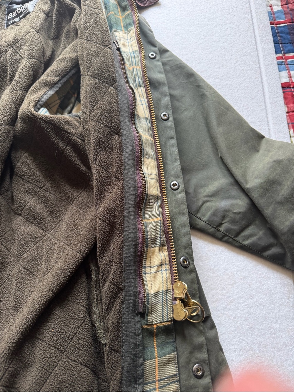 Barbour Polarquilt Waistcoat Zip In Liner Gilet Olive Green Mens Large L 42 44 - Picture 10 of 11
